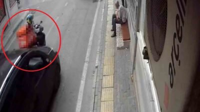 BURSA'DA HIZINI AYARLAYAMAYAN TİCARİ ARAÇ, KURYEYE ARKADAN ÇARPTI. ÇARPMANIN ETKİSİYLE