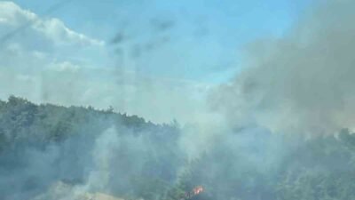 BURSA'NIN MERKEZ OSMANGAZİ İLÇESİNDE ORMANLIK ALANDA ÇIKAN YANGINA, 2 HELİKOPTER