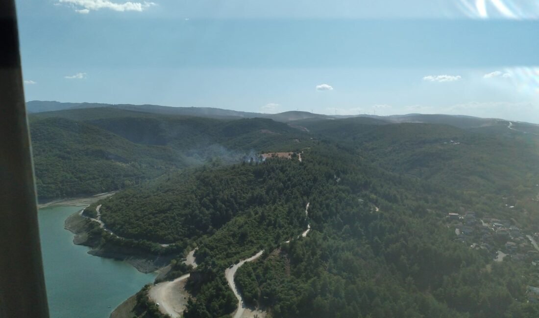 BURSA'NIN NİLÜFER İLÇESİNDEKİ KAYAPA BARAJI YAKINLARINDAKİ ORMANLIK ALANDAN YÜKSELEN ALEVLER,