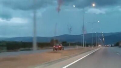 TERS YÖNDE SON SÜRAT İLERLEYEN OTOMOBİL KAMERADA