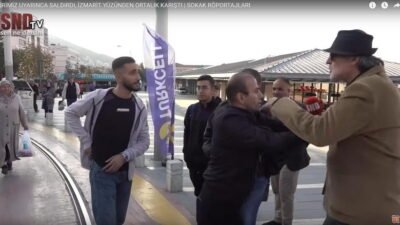 Sokak röportajı yaptığı sırada yoldan geçen birinin yere çöp atılmasına