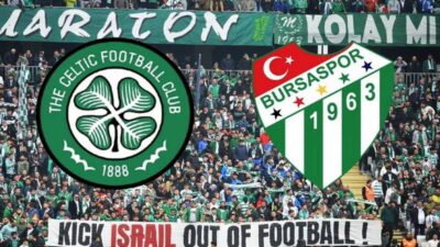 Bursaspor taraftarının, Anadolu Üniversitesi maçında yaptığı pankartlı İsrail protestosuna destek