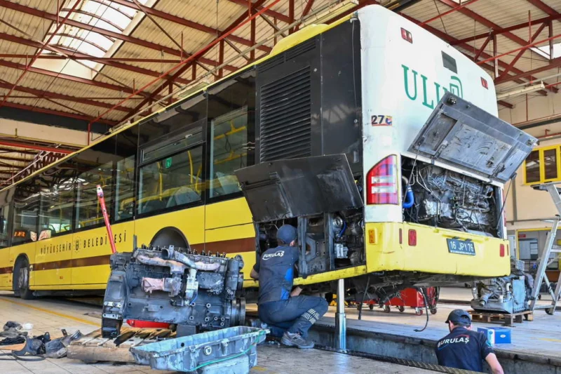 Bursa Büyükşehir Belediyesi, toplu taşıma filosunda araçların ihtiyaç duyduğu bakım