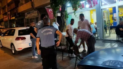 Denetim kapsamında kamuya ait alanlara bırakılan masa, sandalye, teşhir ürünleri