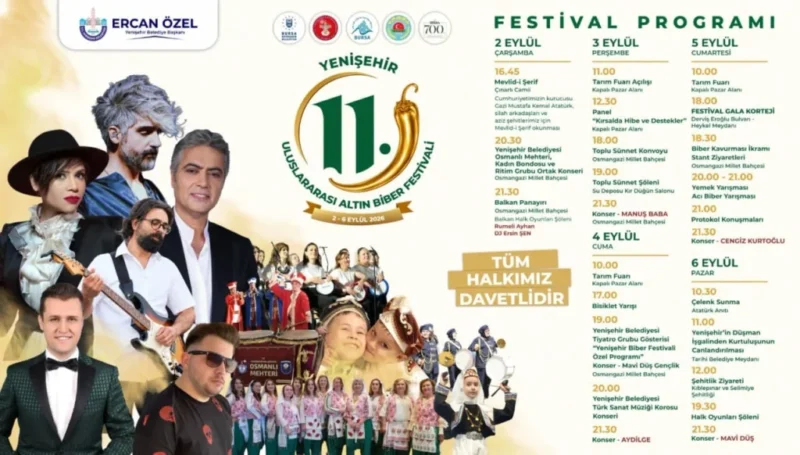 Yenişehir Belediyesi tarafından bu yıl 11’incisi gerçekleştirilecek festival, 2-6 Eylül